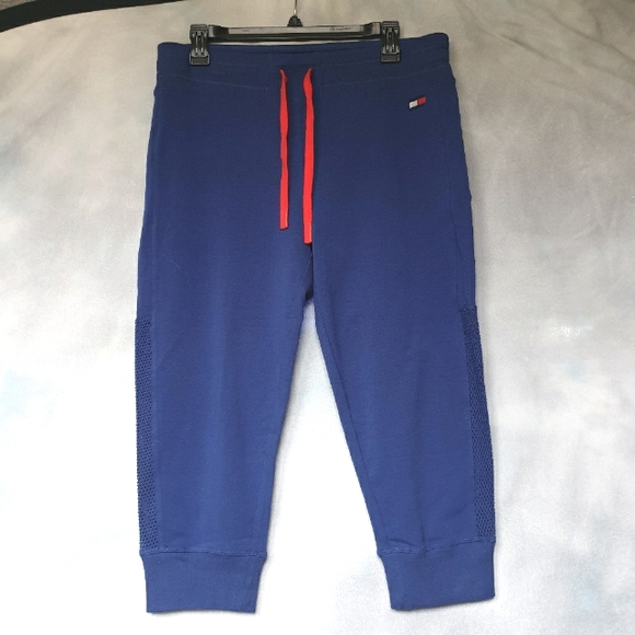 Tommy Hilfiger Sport Royal Blue Capri Joggers w/ Drawstring & Mesh Sides Sz M - Picture 2 of 15